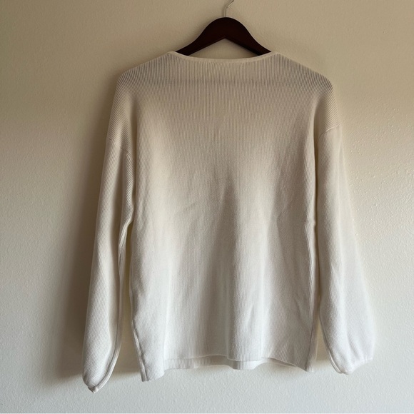 Women’s Boutique V Neck Wide / Flare Leg White Sweater Set Size Small - Picture 5 of 16